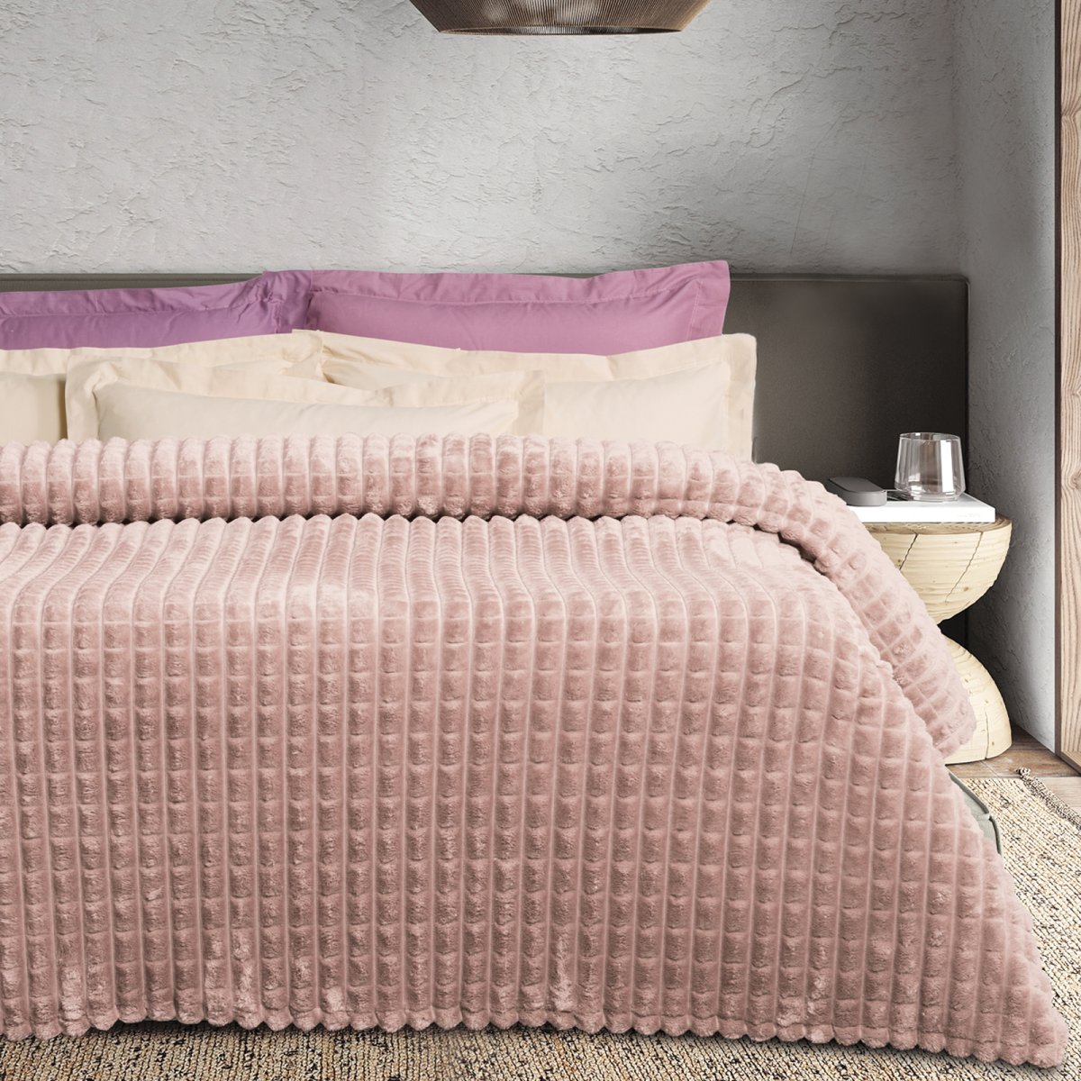 Κουβέρτα Fleece Υπέρδιπλη (220x240) Das Home 1388 Nude