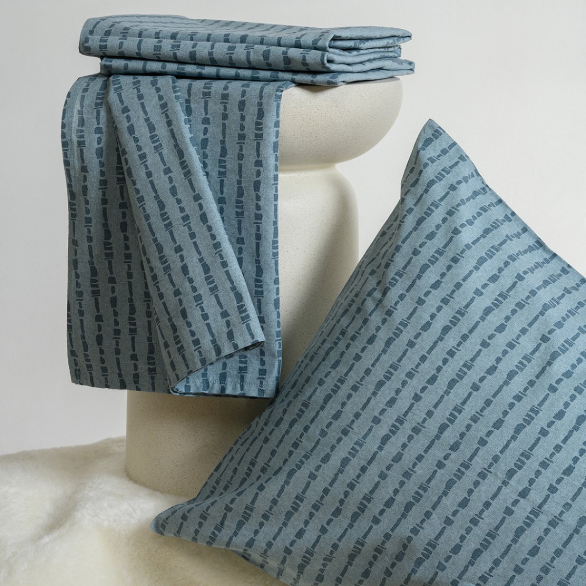 Σεντόνι King Size Με Λάστιχο + Μαξιλαροθήκες (Σετ) Melinen Ultra Line Storm Blue Mini