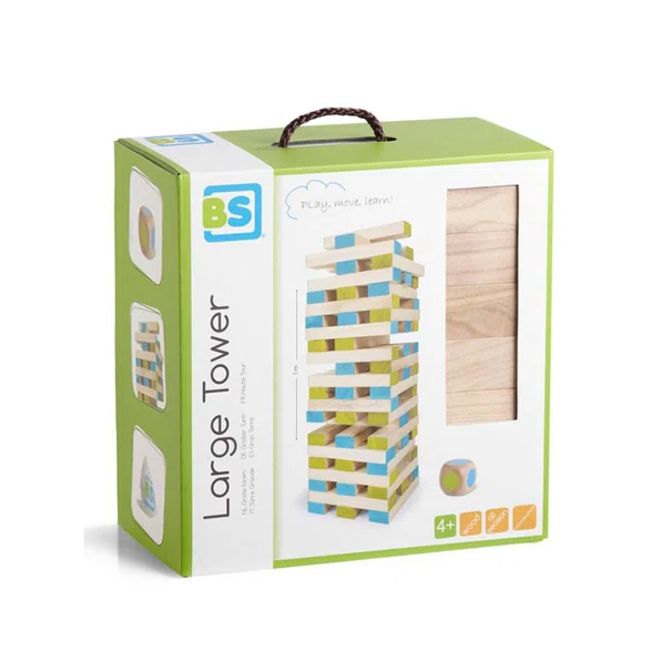 Ξύλινο Επιτραπέζιο Παιχνίδι Bs Toys Πύργος Ισορροπίας Με Ζάρι