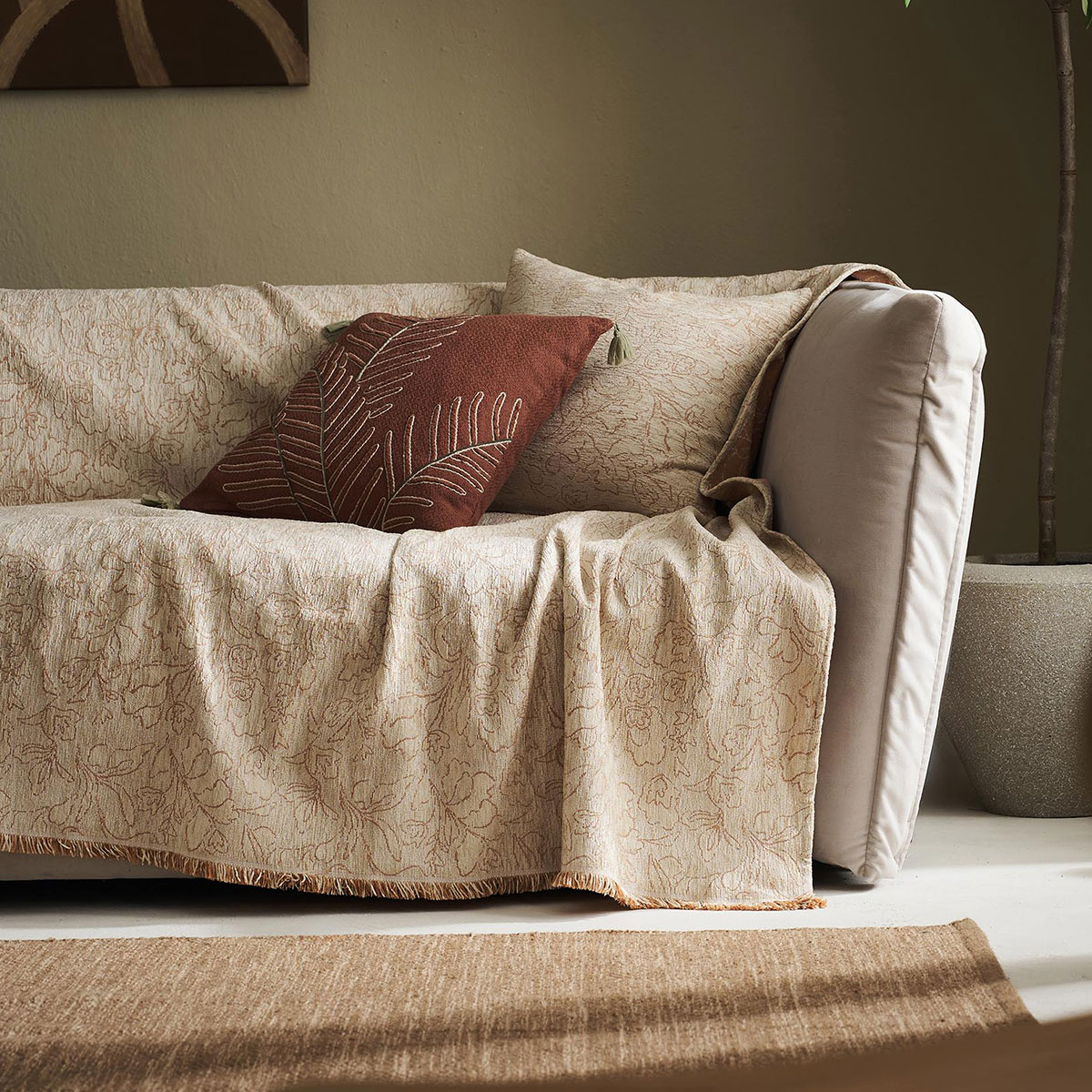 Ριχτάρι Καναπέ Τετραθέσιου (180x350) Gofis Home Aradia Ivory/Appricot 430/03