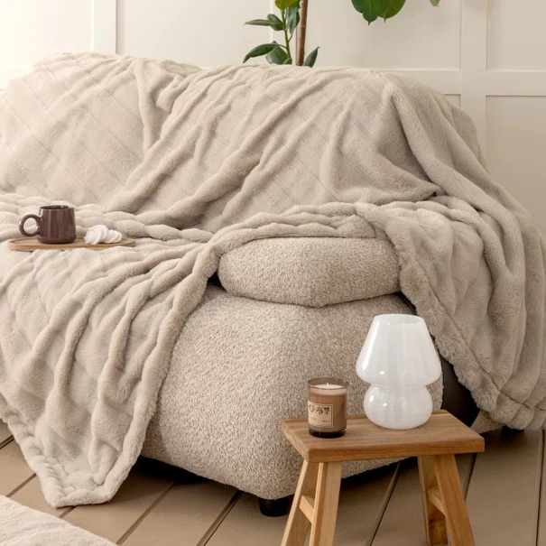 Ριχτάρι Καναπέ Διθέσιου Γούνινο (180x250) Nima Lumi Light Beige