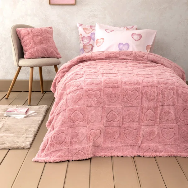 Κουβέρτα Fleece Μονή (160x220) Nima Amoria Pink