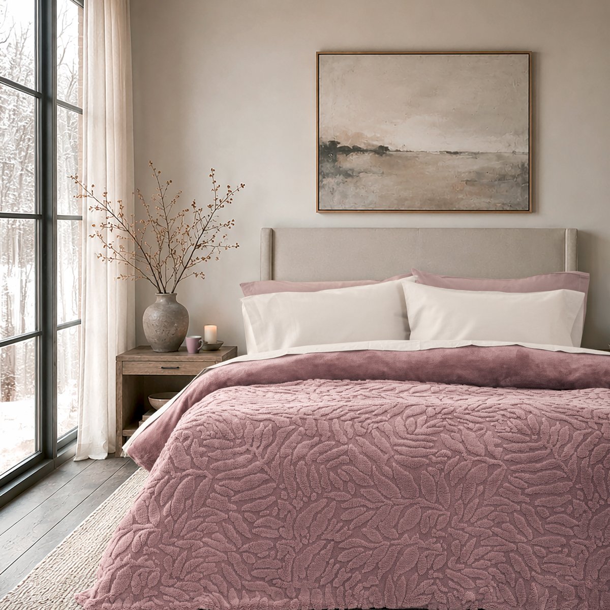 Παπλωματοθήκη Fleece Μονή (160x240) Nima Reve Dusty Lilac