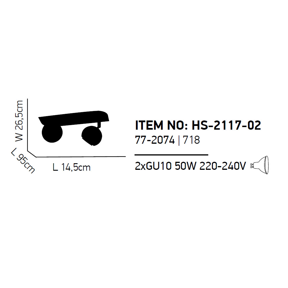 Σποτ Δίφωτο Homelighting Sphera 77-2074 Chrome Φωτιστικά Οροφής - Τοίχου Spitishop