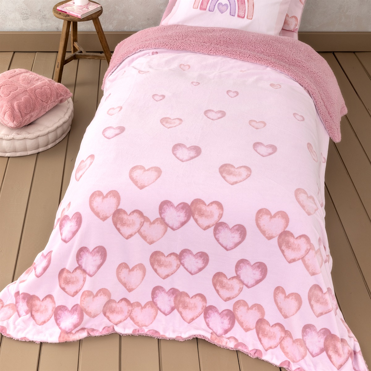 Κουβέρτα Fleece Μονή Με Γουνάκι (160x220) Nima Hearty