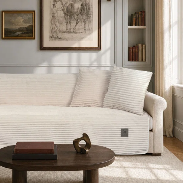 Ριχτάρι Καναπέ Τετραθέσιου Fleece (180x350) Greenwich Polo Club Essential 3995 Ivory