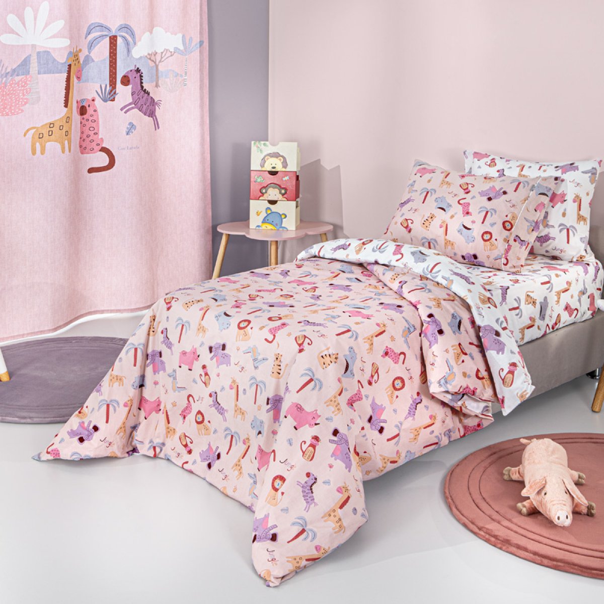 Παπλωματοθήκη Μονή (Σετ 165x225) 2 Όψεων Guy Laroche Jungle Pink
