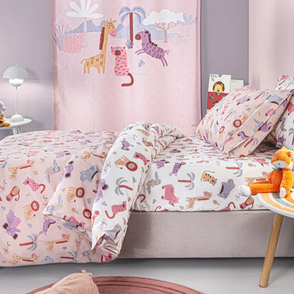 Παπλωματοθήκη Μονή (Σετ 165x225) 2 Όψεων Guy Laroche Jungle Pink