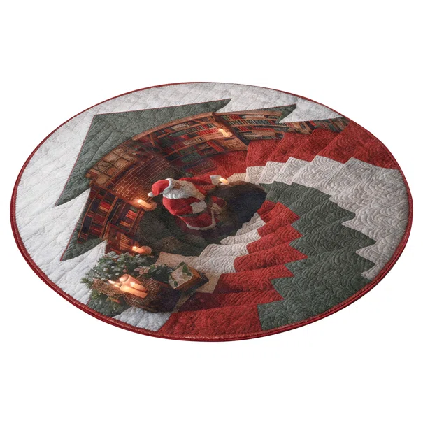 Χριστουγεννιάτικο Στρογγυλό Χαλί (Φ130) Pol Rugs & Mats Christmas