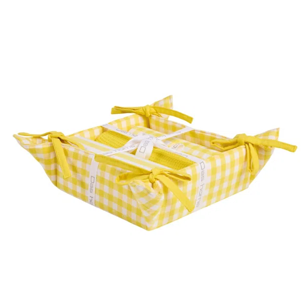 Ποτηρόπανα + Καλάθι Ψωμιού (Σετ 4τμχ) Das Home 0917 Yellow