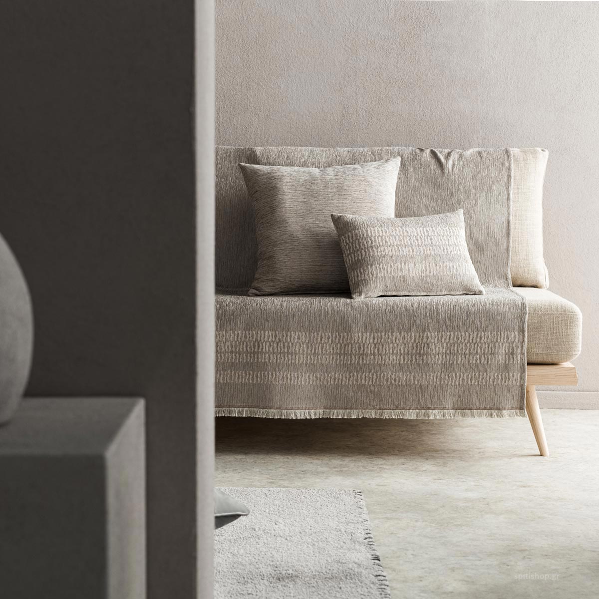 Ριχτάρι Πολυθρόνας (180x180) Gofis Home Calma Grey 395/15