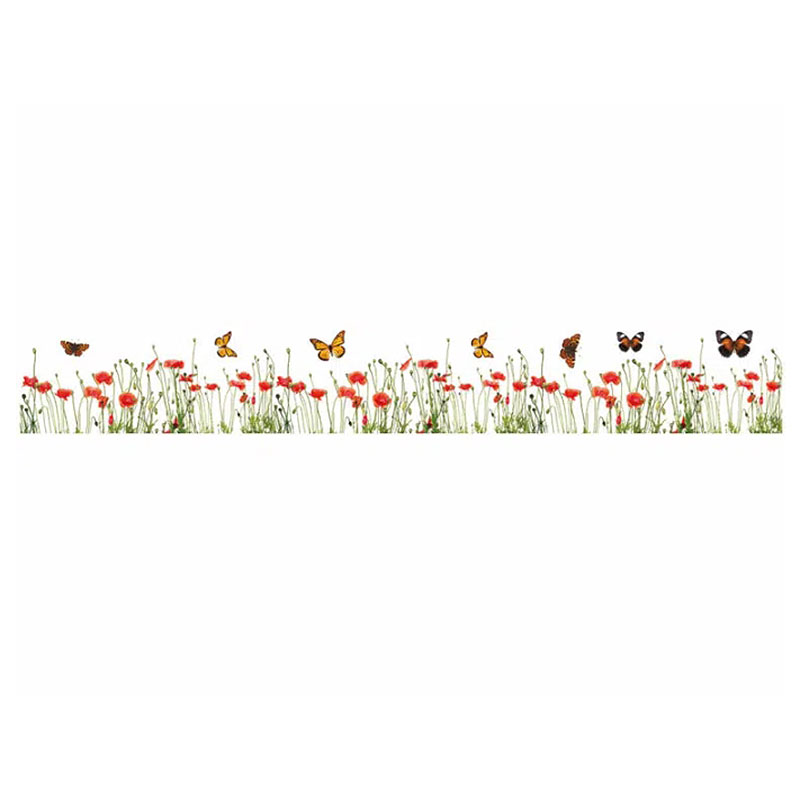 Αυτοκόλλητη Μπορντούρα Τοίχου Ango Poppies & Butterflies 53002