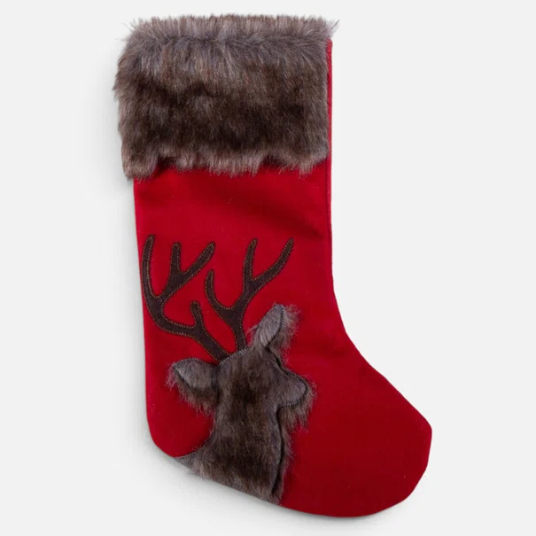 Χριστουγεννιάτικη Κάλτσα (16x43) Nef-Nef Homeware Christmas Reindeer Red