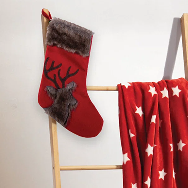 Χριστουγεννιάτικη Κάλτσα (16x43) Nef-Nef Homeware Christmas Reindeer Red