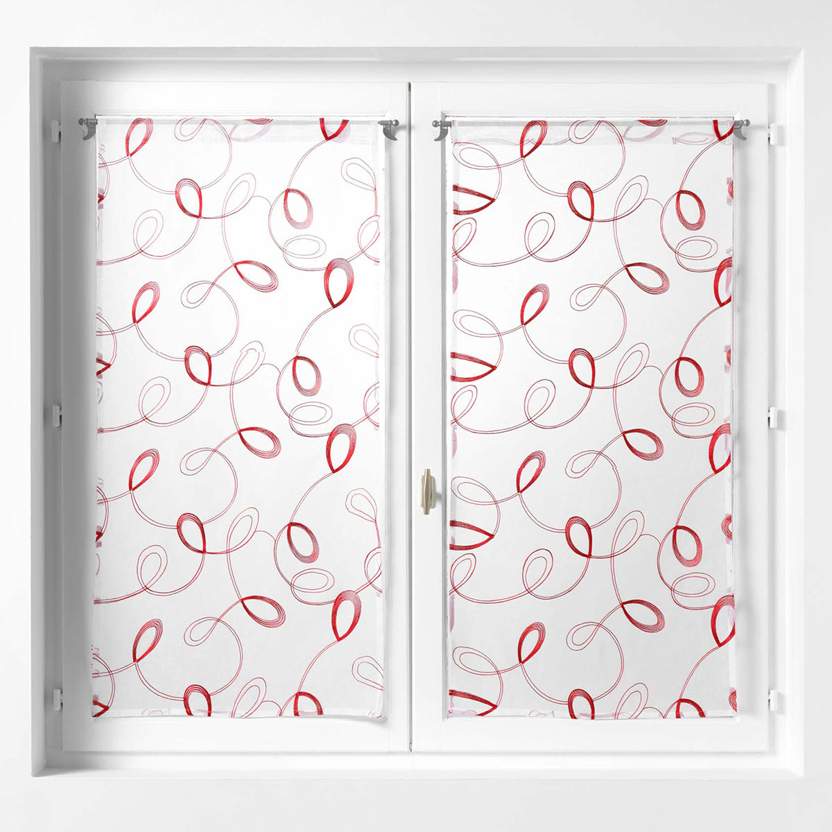 Σετ Κουρτίνες Παραθύρου (60x120) Με Τούνελ L-C Hoops Voilage Rouge 1626975