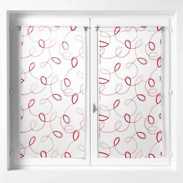 Σετ Κουρτίνες Παραθύρου (60x120) Με Τούνελ L-C Hoops Voilage Rouge 1626975