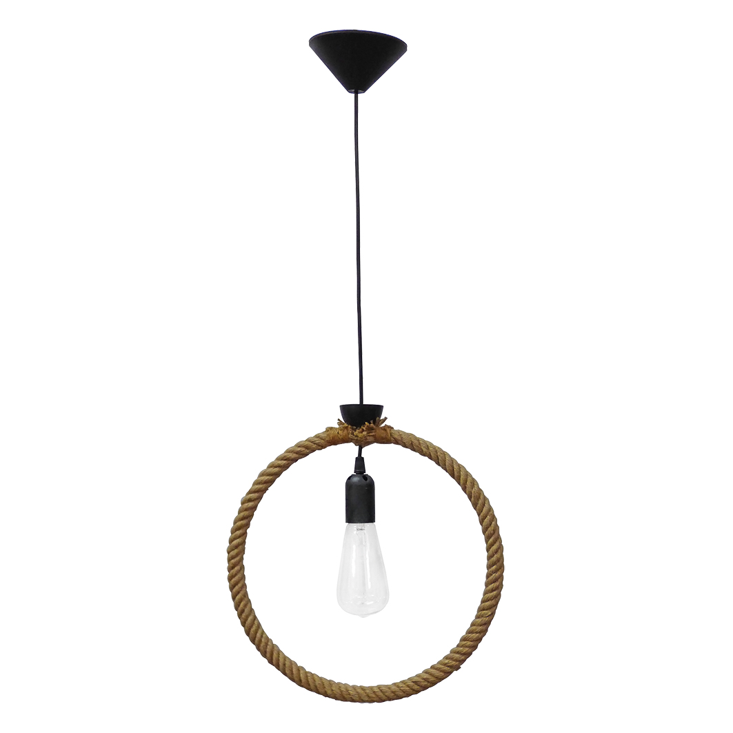 Φωτιστικό Οροφής Μονόφωτο Heronia Kyklos 34-0039 Rope/Black