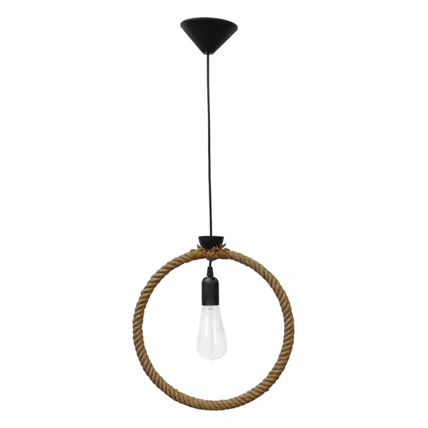 Φωτιστικό Οροφής Μονόφωτο Heronia Kyklos 34-0039 Rope/Black