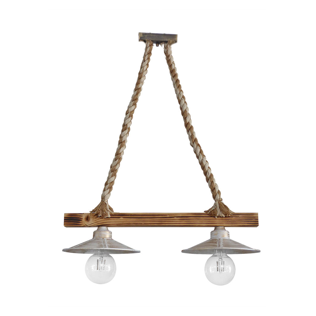Φωτιστικό Οροφής Δίφωτο Heronia Petra 31-1128 Rope/White/Gold