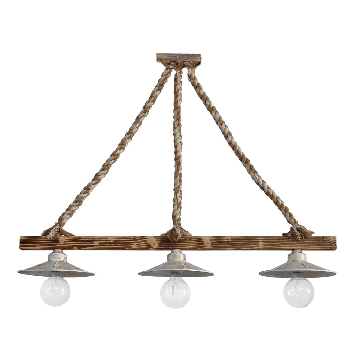 Φωτιστικό Οροφής Τρίφωτο Heronia Petra 31-1129 Rope/White/Gold