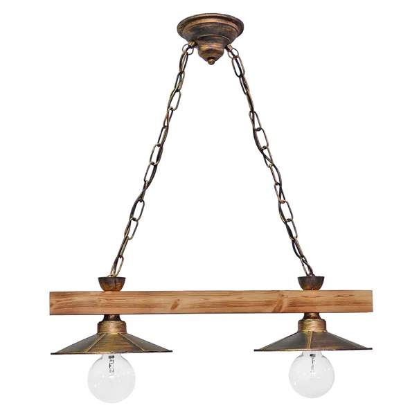 Φωτιστικό Οροφής Δίφωτο Heronia Petra 30-0037 Bronze/Natural Wood
