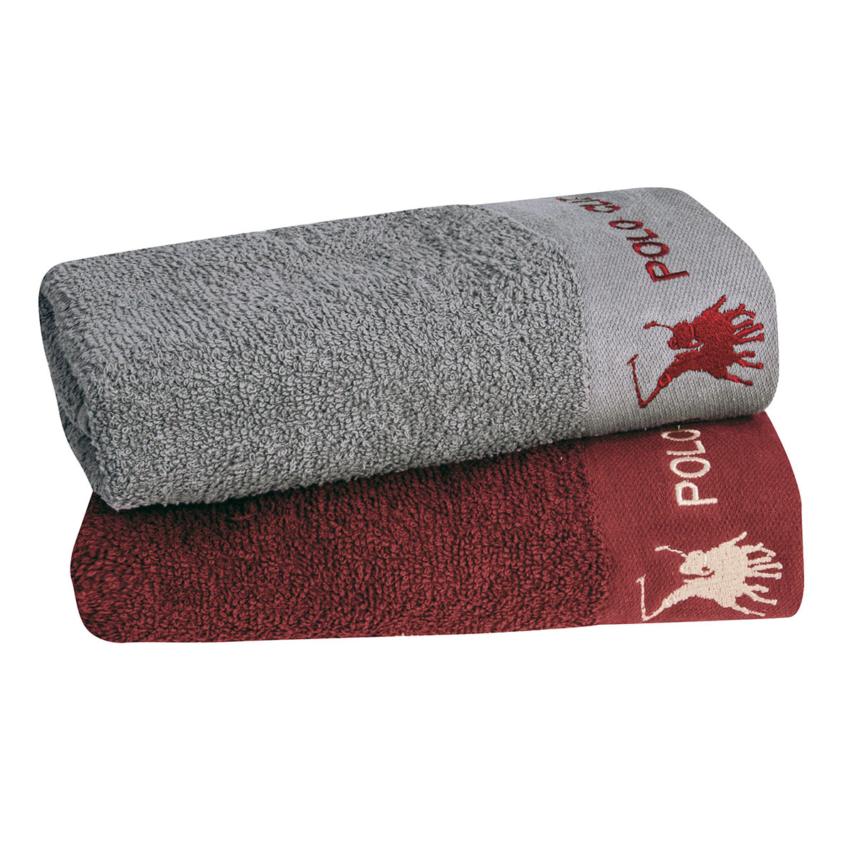 Πετσέτες Προσώπου (Σετ 2τμχ) Greenwich Polo Club 2662 Grey/Red 480gsm