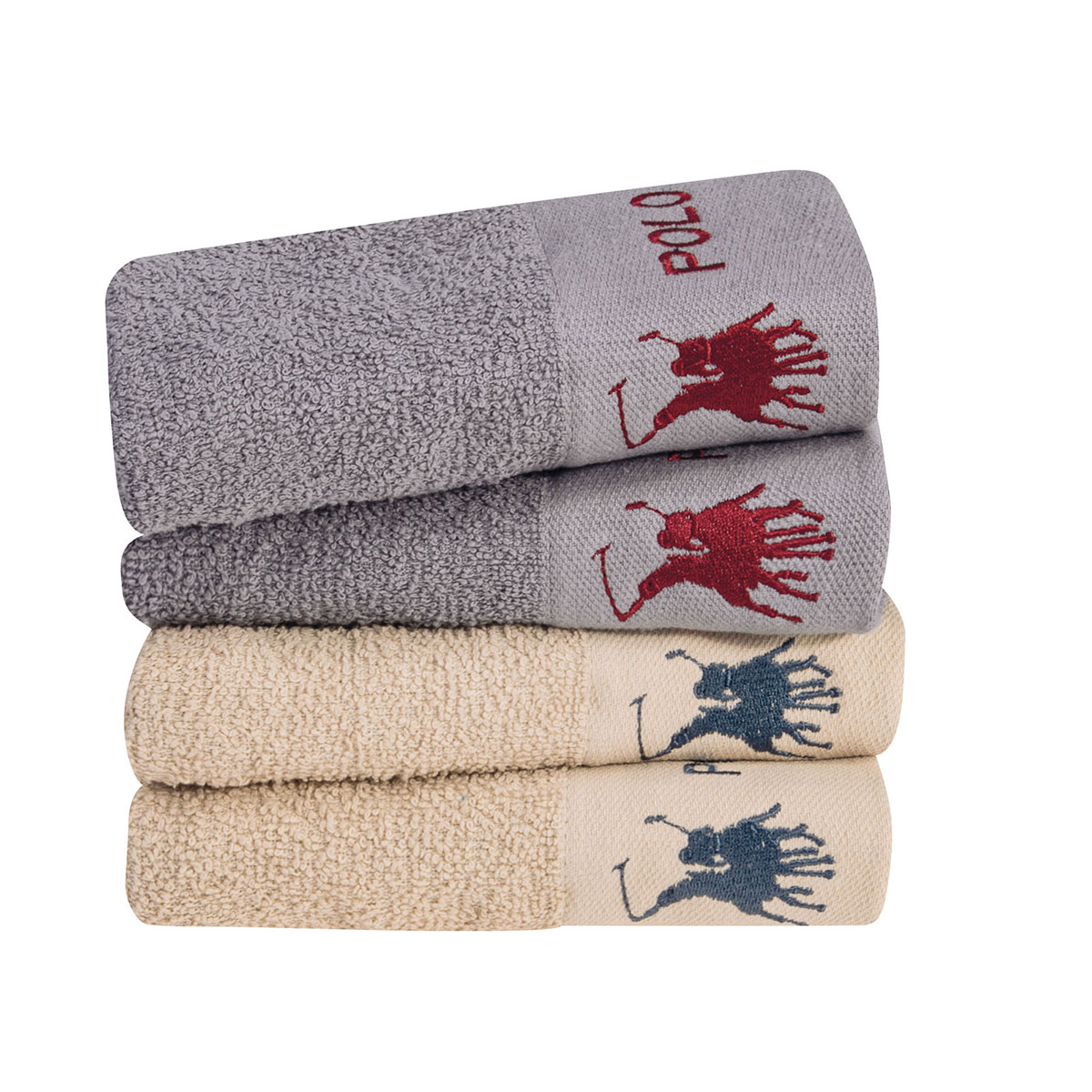 Πετσέτες Προσώπου (Σετ 2τμχ) Greenwich Polo Club 2663 Grey/Ecru 480gsm