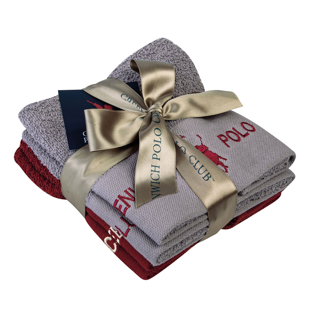 Πετσέτες Χεριών (Σετ 4τμχ) Greenwich Polo Club 2670 Grey/Bordo 480gsm
