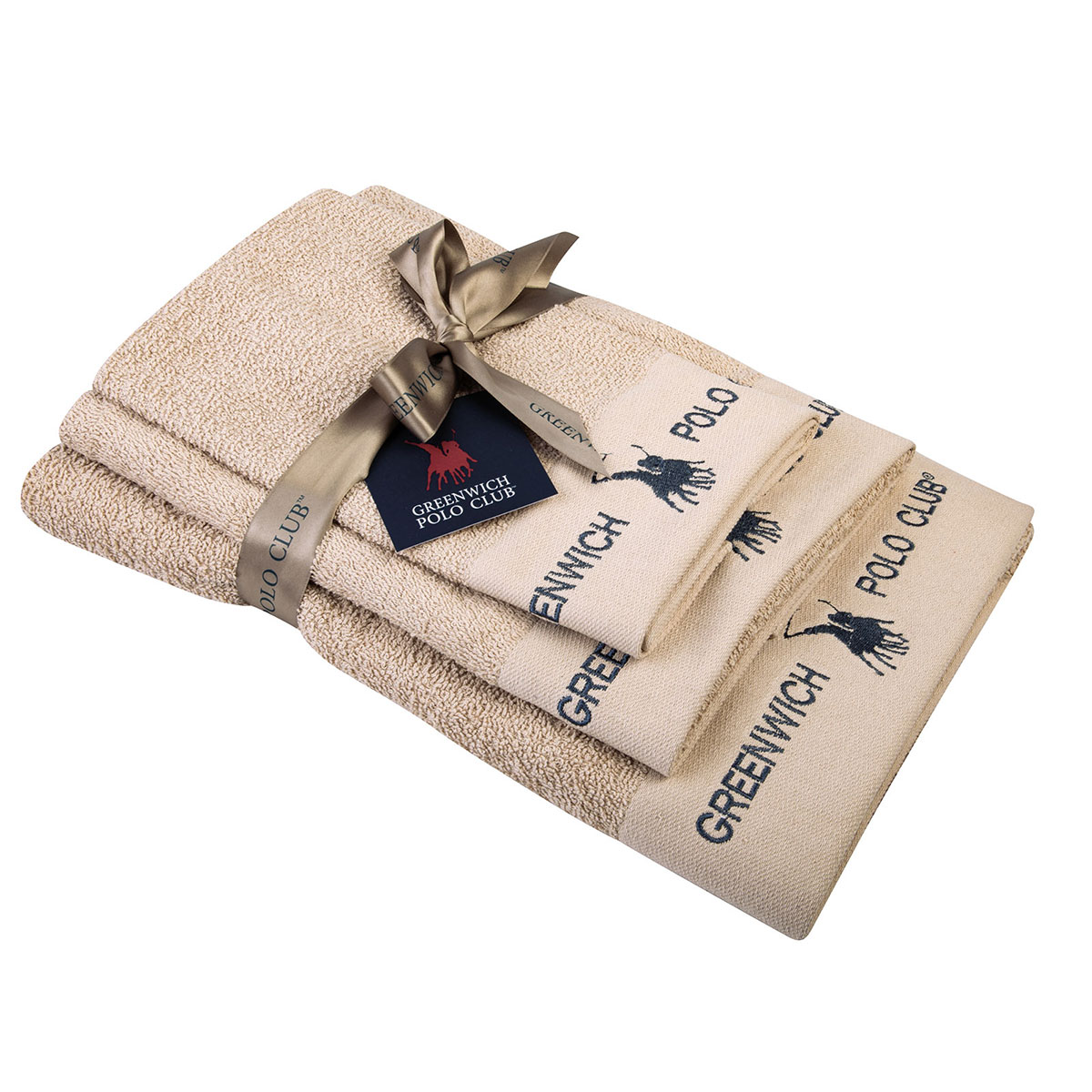 Πετσέτες Μπάνιου (Σετ 3Τμχ) Greenwich Polo Club 2668 Ecru 480Gsm Λευκά Είδη Σετ Spitishop