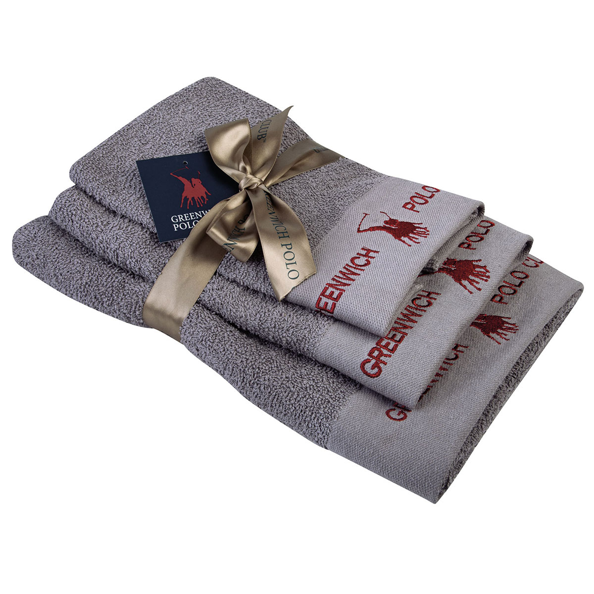 Πετσέτες Μπάνιου (Σετ 3Τμχ) Greenwich Polo Club 2667 Grey 480Gsm Λευκά Είδη Σετ Spitishop