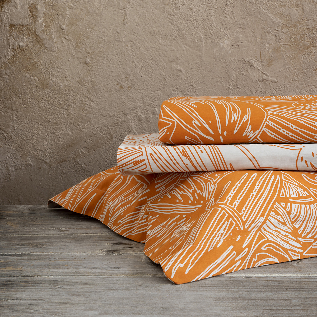 Σεντόνια King Size (Σετ) Nima Bed Linen Arbust Deep Orange Λευκά Είδη Κρεβατοκάμαρας Σετ Βαμβακερά Spitishop