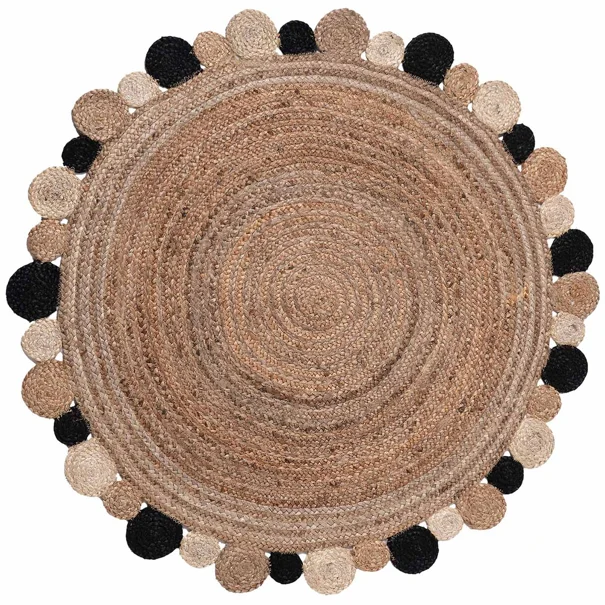 Στρογγυλό Χαλί Καλοκαιρινό (Φ120) Silk Fashion 1731 Black