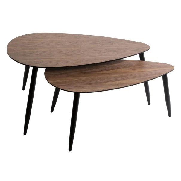 Τραπέζια Σαλονιού (Σετ 2τμχ) A-S Mileo Walnut 166641