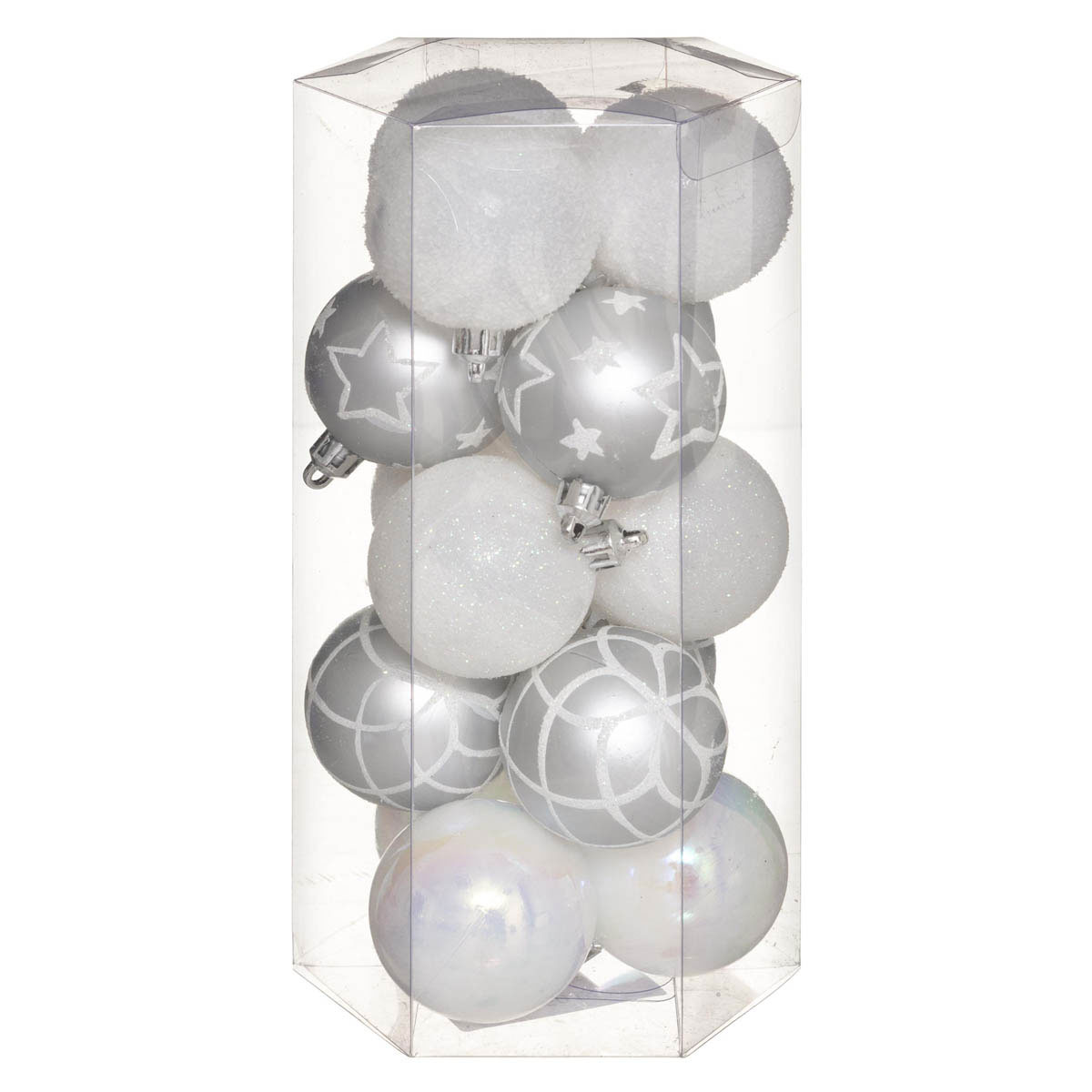 Χριστουγεννιάτικες Μπάλες (Σετ 15μχ) A-S Silver/White 694504AB