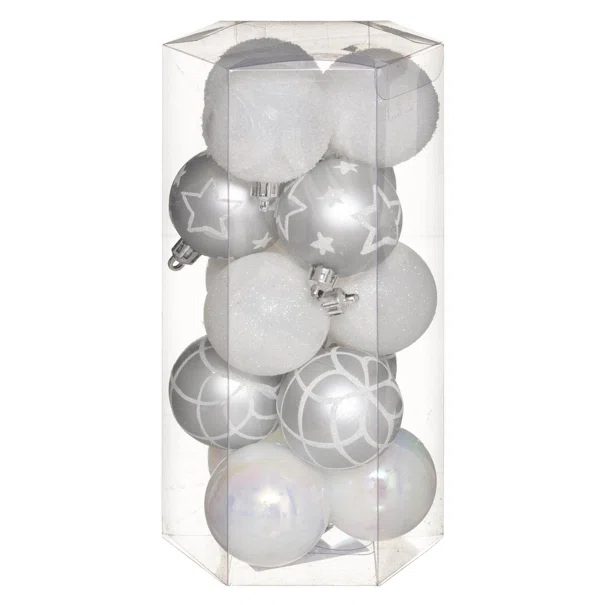 Χριστουγεννιάτικες Μπάλες (Σετ 15μχ) A-S Silver/White 694504AB