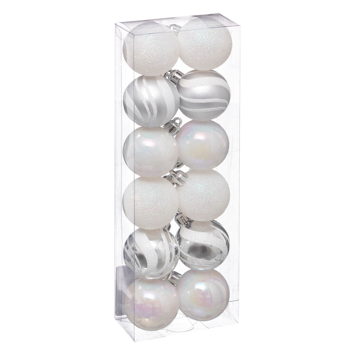 Χριστουγεννιάτικες Μπάλες (Σετ 12τμχ) A-S Silver/White 129153AB