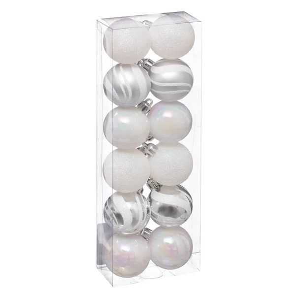 Χριστουγεννιάτικες Μπάλες (Σετ 12τμχ) A-S Silver/White 129153AB