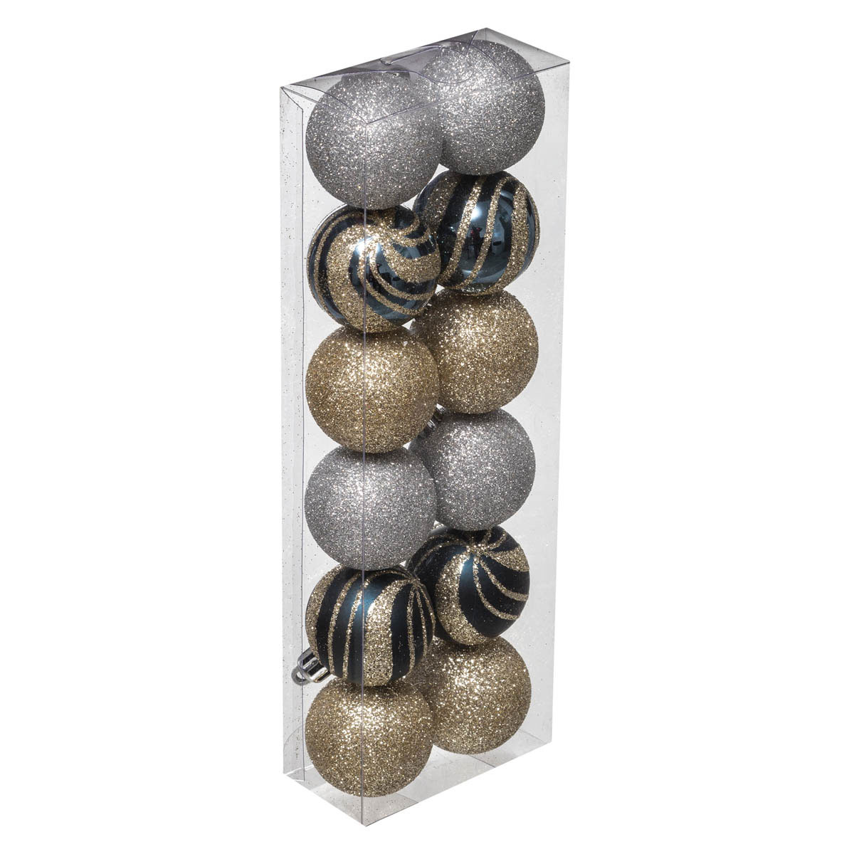 Χριστουγεννιάτικες Μπάλες (Σετ 12τμχ) A-S Silver/Gold 129153L2
