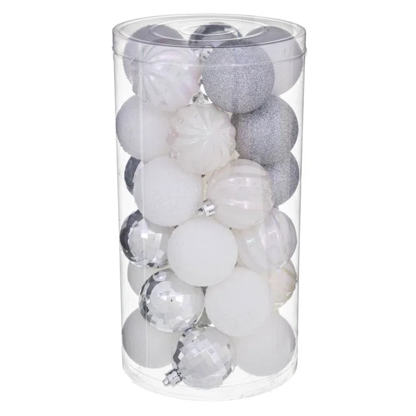 Χριστουγεννιάτικες Μπάλες (Σετ 30τμχ) A-S White/Silver 129157AB