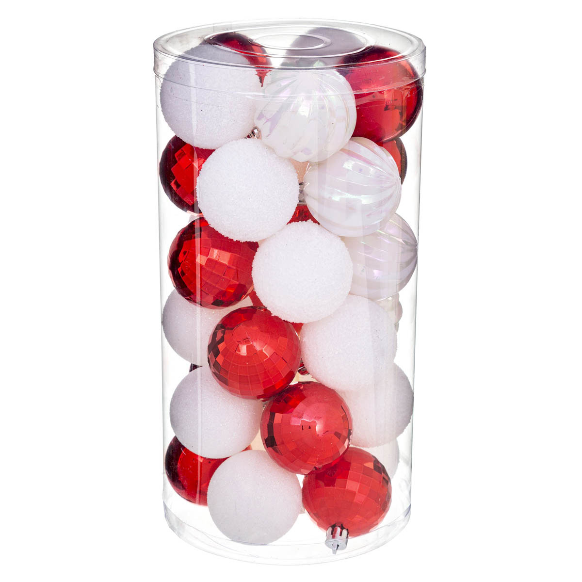 Χριστουγεννιάτικες Μπάλες (Σετ 30τμχ) A-S White/Red 129157RB