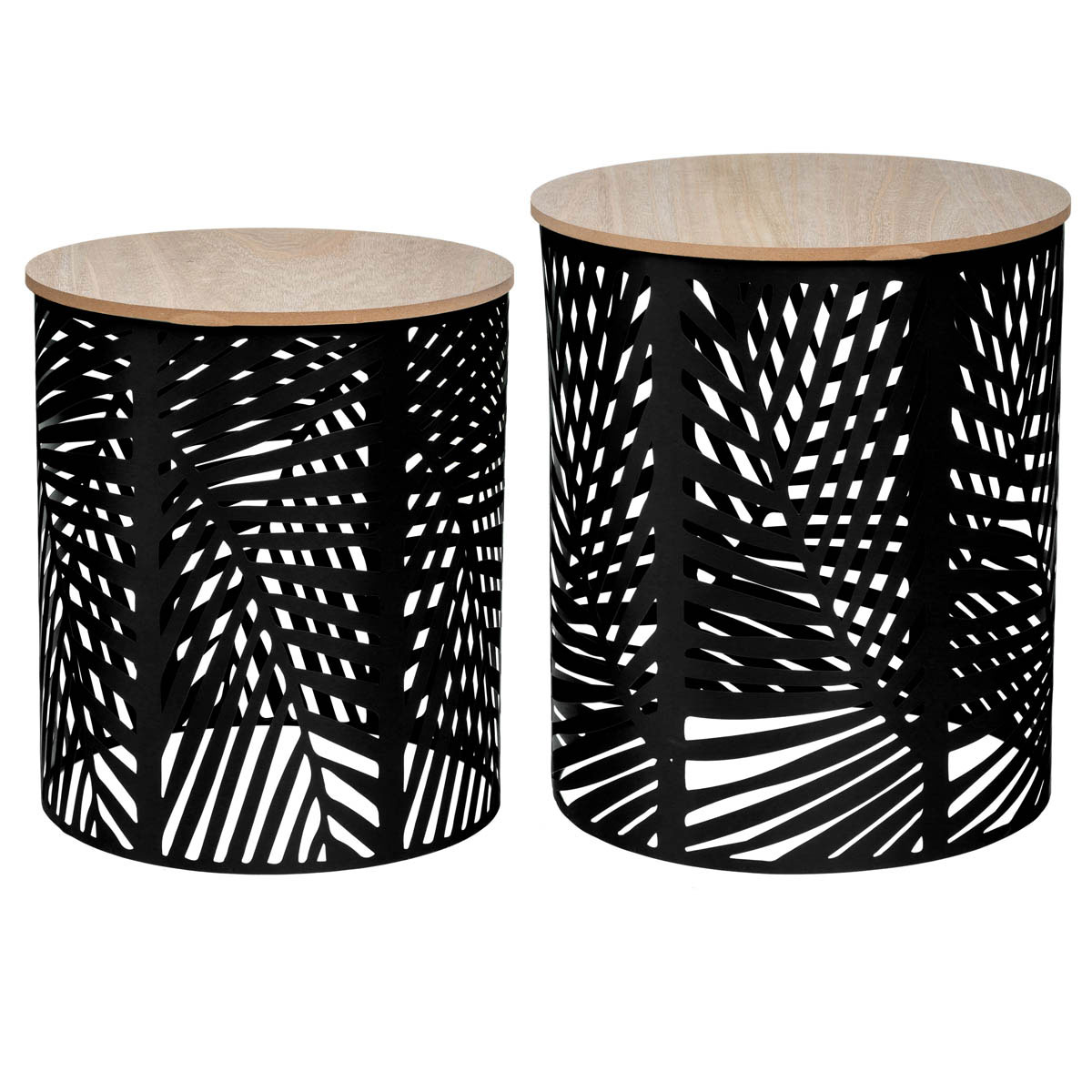 Βοηθητικά Τραπεζάκια (Σετ 2τμχ) A-S Leaf Black 157205A