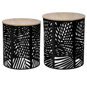 Βοηθητικά Τραπεζάκια (Σετ 2τμχ) A-S Leaf Black 157205A