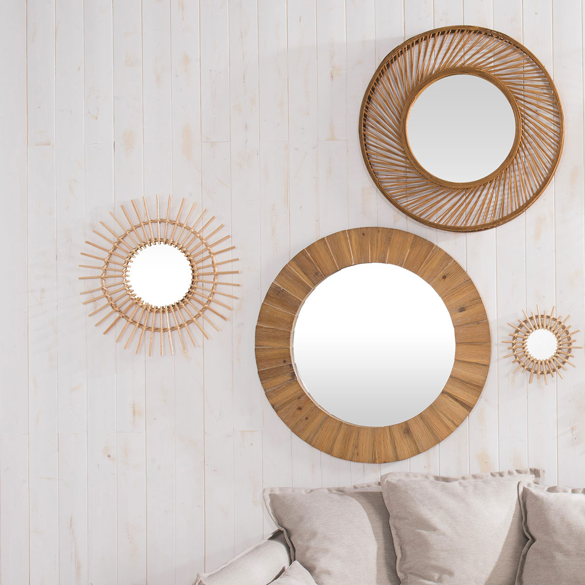 Διακοσμητικός Καθρέφτης Τοίχου (Φ83) A-S Wood 173841 Διακόσμηση Καθρέφτες Spitishop