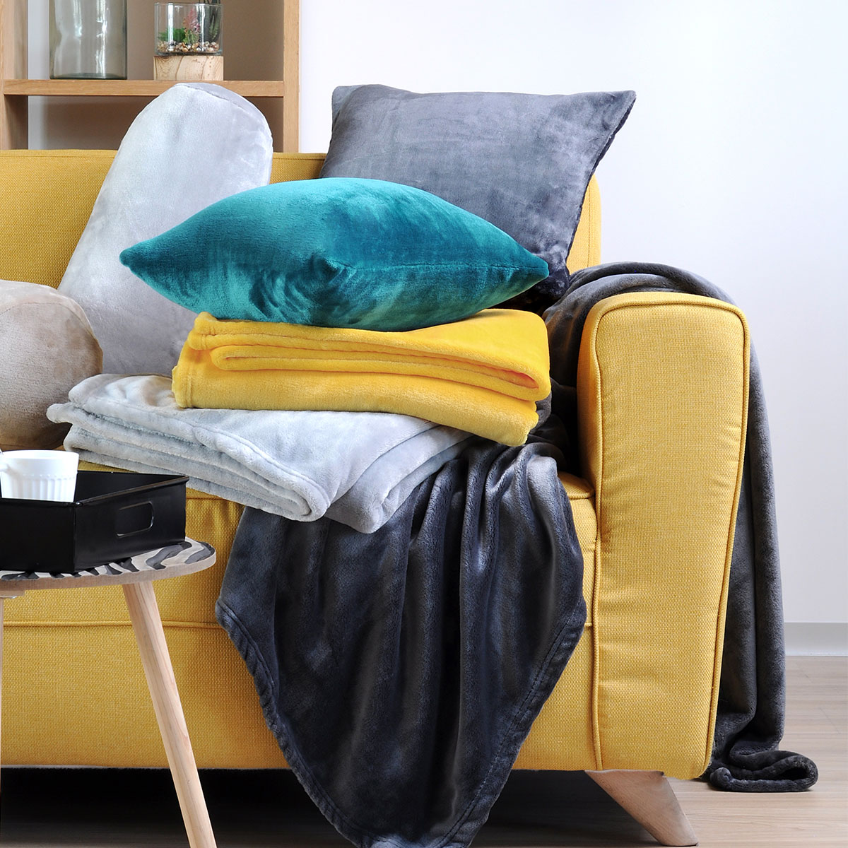 Κουβέρτα Καναπέ Fleece (130X160) S-F Doudou Noir P25792005 Λευκά Είδη Σαλονιού Κουβέρτες Spitishop