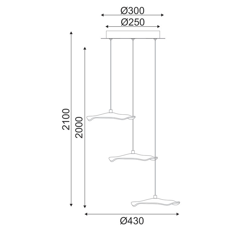Φωτιστικό Οροφής Τρίφωτο LED Aca Ninfea ZM34LEDP45BR Brass