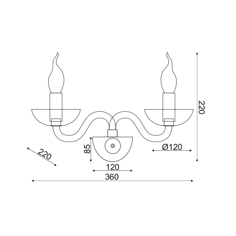 Απλίκα Τοίχου Aca Lunaria Blk82182Wcnc Cognac Φωτιστικά Απλίκες Spitishop