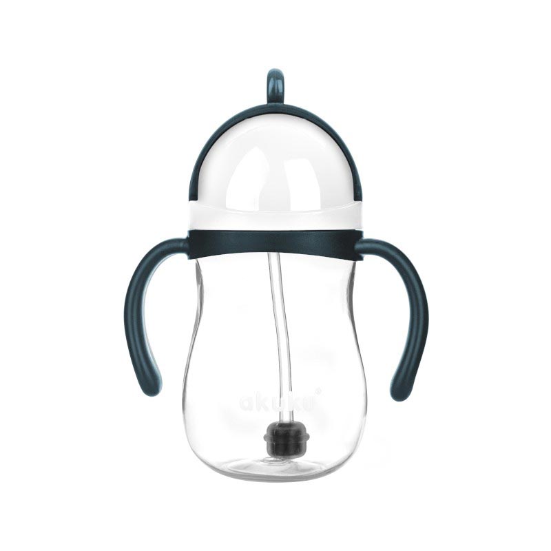 Ποτήρι Εκπαιδευτικό 280ml Με Καλαμάκι Akuku Blue/Grey A0166