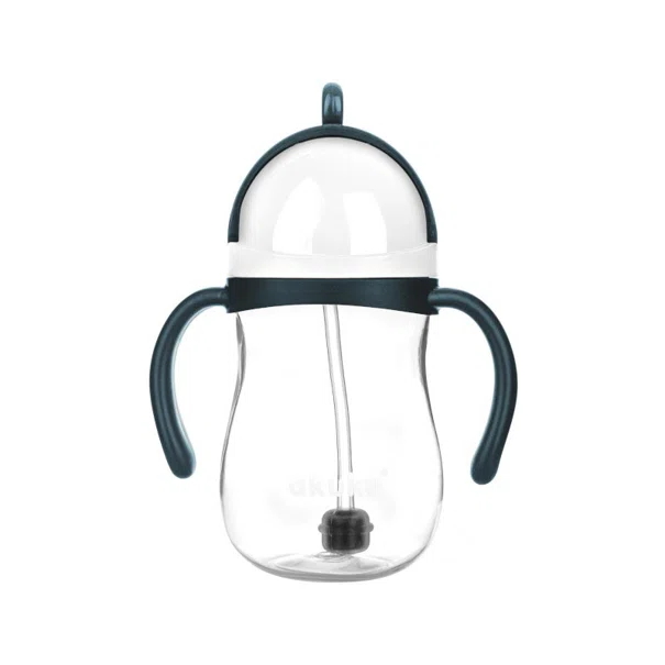 Ποτήρι Εκπαιδευτικό 280ml Με Καλαμάκι Akuku Blue/Grey A0166