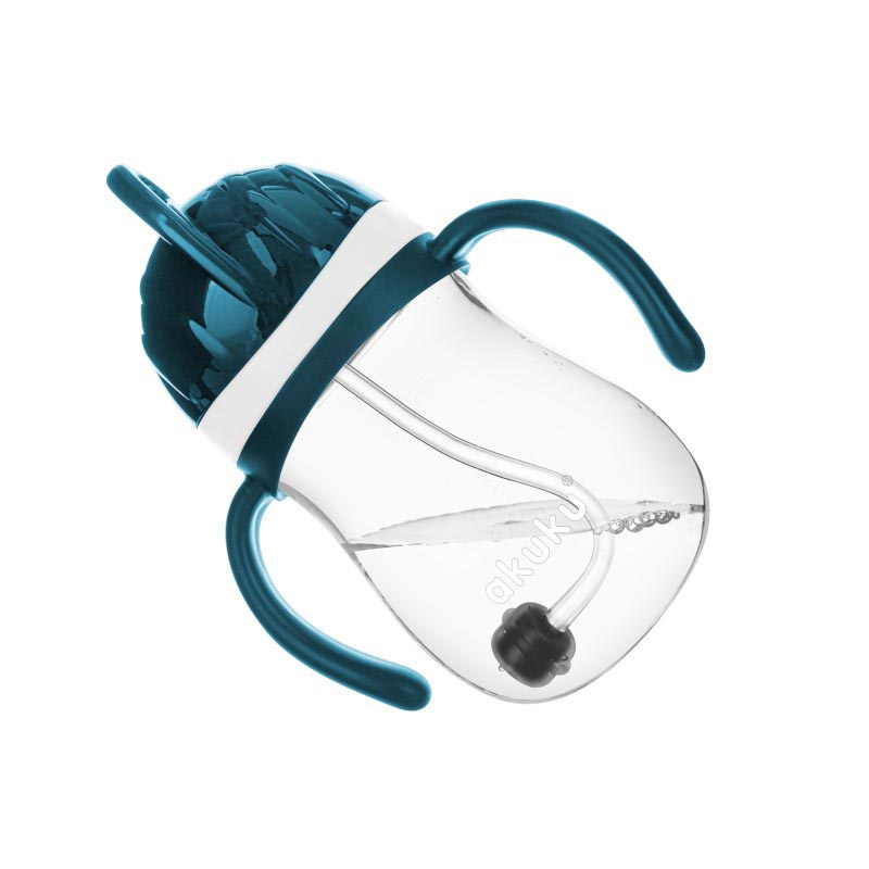Ποτήρι Εκπαιδευτικό 280ml Με Καλαμάκι Akuku Blue/Grey A0166