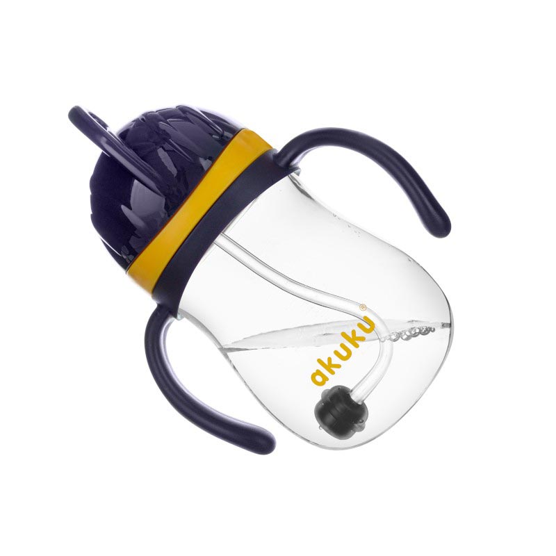 Ποτήρι Εκπαιδευτικό 280ml Με Καλαμάκι Akuku Navy Blue/Yellow A0165